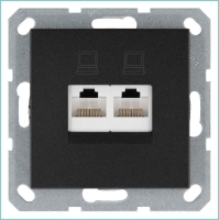 Розетка компьютерная 2-м RJ45 IP20 кат. 6 механизм антрацит Jasmart G6108B