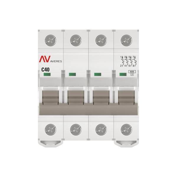 Выключатель автоматический модульный 4п C 40А 6кА AV-6 AVERES EKF mcb6-4-40C-av