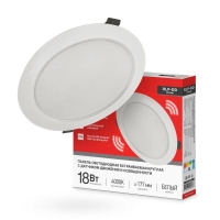 Светильник светодиодный RLP-DD 18Вт 4000К IP40 1440лм 230В 177мм датчик движения круглый встраив. панель бел. IN HOME 4690612058436
