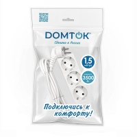 Удлинитель 3х1.5м с заземл. 16А IP20 3.5кВт ПВС 3х1 бел. DOMTOK 2389