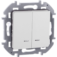 Выключатель 2-кл. Inspiria 10А IP20 250В 10AX с подсветкой/индикацией механизм бел. IEK 673630