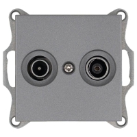 Розетка телевизионная проходная TV + FM 2-м Ф9.5мм механизм алюм. Jasmart G6205S