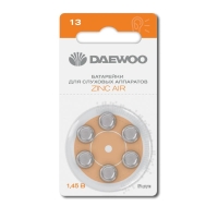 Элемент питания воздушно-цинковый ZA13/PR48 1.45В BL-6 (блист.6шт) для слуховых аппаратов DAEWOO 5060371