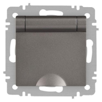 Розетка 1-м СП Accent 6-203-09 16А IP20 250В 2P+E Schuko с крышкой AL/CU титан Intro Б0063471