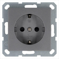 Розетка 1-м Shuko 16А IP20 с заземл. защ. шторки механизм алюм. Jasmart G5501S