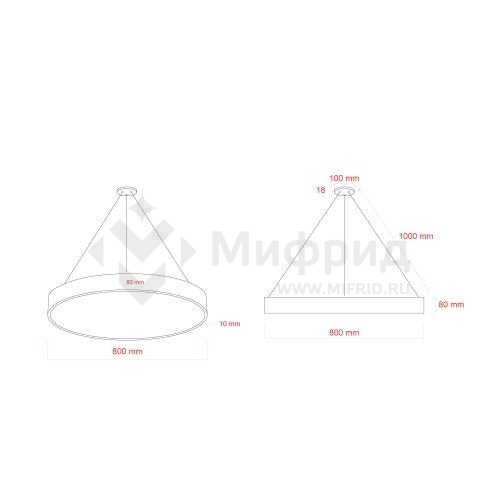 Светильник светодиодный Geometria Ring SPO-132-W-40K-088 88Вт 4000К 6000Лм IP40 800х80 бел. подвесной драйвер внутри ЭРА Б0058902
