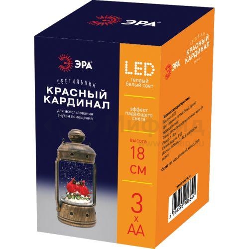 Светильник светодиодный декоративный новогодний Красный кардинал LED тепл. бел. IP20 3хAA В=18см таймер 6ч Эра Б0051944