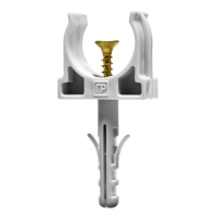 Держатель для труб (клипса) d20мм с дюбелем и саморезом сер. (в малой упак.) (уп.10шт) Промрукав PR13.0308