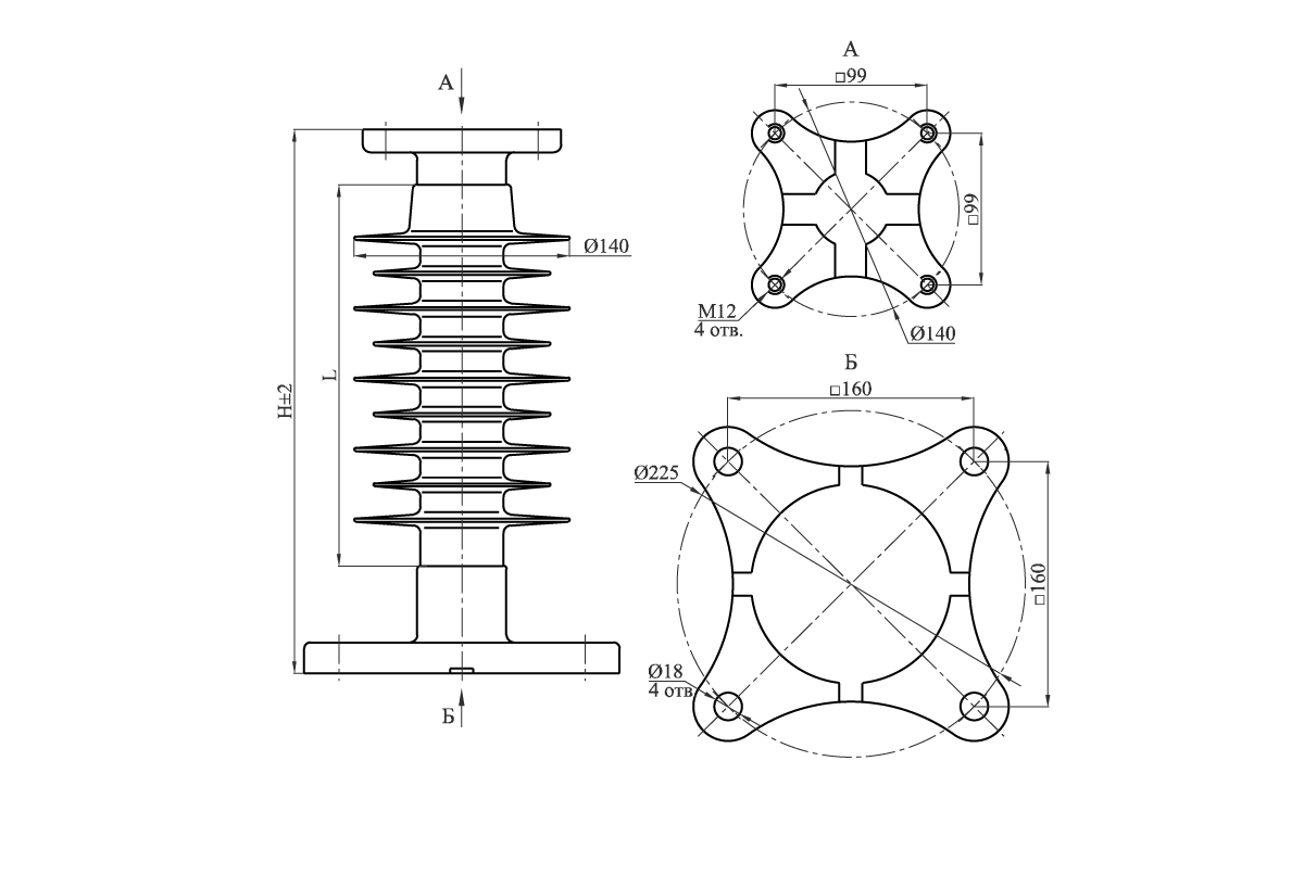 Изоляторы опорные полимерные типа ОСК 16-20-4 на напряжение 20 кВ