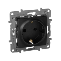 Розетка 1-м СП Etika 16А IP31 250В 2P+E с заземл. защ. шторки немецк. стандарт винтов. клеммы механизм антрацит IEK 672622