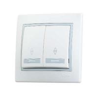 Переключатель проходной 2-кл. СП Mira 10А с сер. вставкой бел. LEZARD 701-0215-106