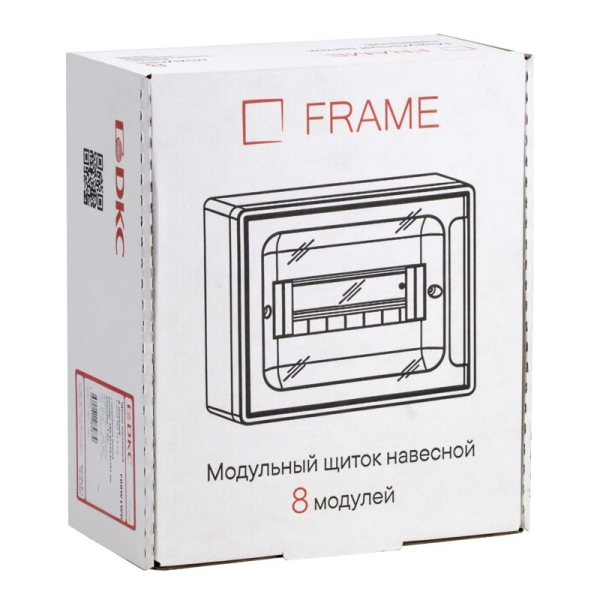 Щиток 8 мод. настенный FRAME с тонированной дверцей с 2 шинами PEN на 6 и 8 отв. бел. DKC F08W1WD