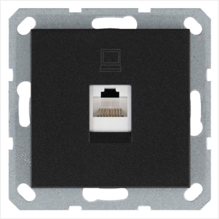 Розетка компьютерная 1-м RJ45 IP20 кат. 5E механизм антрацит Jasmart G6105B
