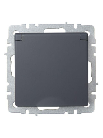 Розетка BRITE РСбш10-3-БрГ 16А IP20 с заземл. защ. шторки с крышкой механизм графит IEK BR-R16-16-K53