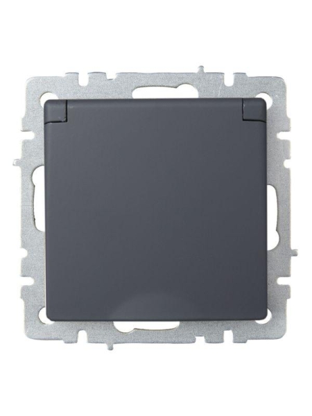 Розетка BRITE РСбш10-3-БрГ 16А IP20 с заземл. защ. шторки с крышкой механизм графит IEK BR-R16-16-K53
