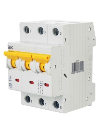 Выключатель автоматический модульный 3п C 6А 6кА ВА47-60M KARAT IEK MVA31-3-006-C