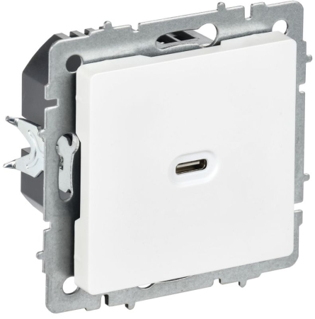 Розетка СП BRITE РЮ12-1-БрАБ USB C 65Вт высокоскор. заряд. арктич. бел. IEK BR-U13-065-K91