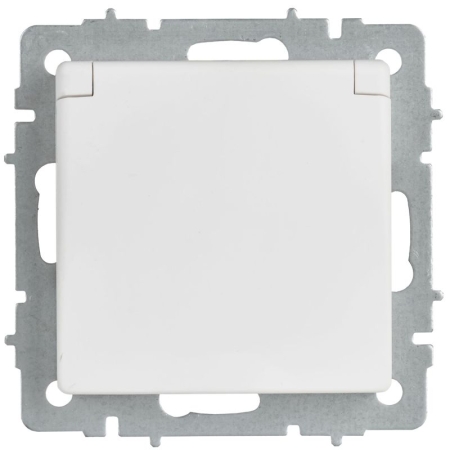 Розетка BRITE РСбш10-3-БрАБ 16А IP20 с заземл. защ. шторки с крышкой механизм арктич. бел. IEK BR-R16-16-K91