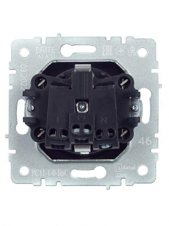 Розетка 1-м СП BRITE РС11-1-0-БрС 16А с заземл. без защ. шторки механизм сталь IEK BR-R11-16-K46