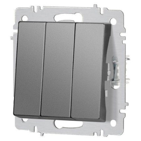 Выключатель 3-кл. СП Accent 6-106-07 10А IP20 250В AL/CU графит Intro Б0063544