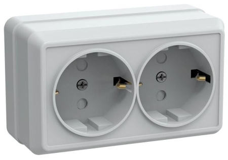 Розетка 2-м ОП Октава РСш22-3-ОБ 16А IP20 с заземл. защ. шторки бел. GENERICA ERO24-K01-16-DC