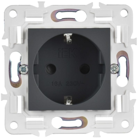 Розетка SKANDY 16А с заземл. защ. шторки SK-R04G графит IEK SK-R14-16-K53