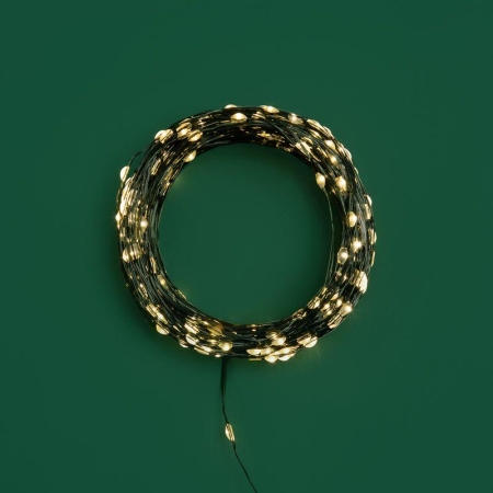 Гирлянда светодиодная "Роса" 50м 500LED тепл. бел. IP20 230В с контроллером провод зел. Neon-Night 303-286