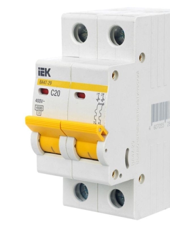 Выключатель автоматический модульный 2п C 20А 4.5кА ВА47-29 KARAT IEK MVA20-2-020-C