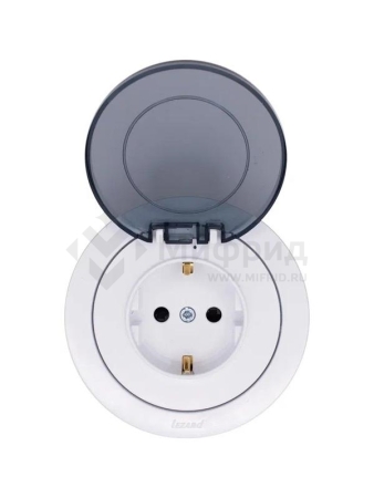 Розетка 1-м СП OSEN с заземл. с крышкой ПБТ бел. LEZARD 743-0288-123B