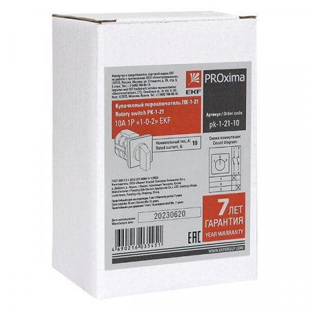 Переключатель кулачковый ПК-1-21 1П 10А "1-0-2" EKF pk-1-21-10