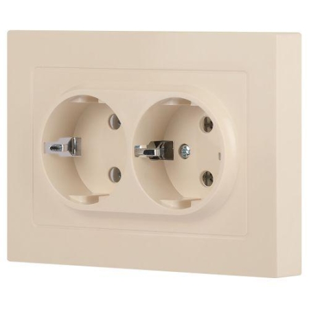 Розетка 2-м СП Accent 6-205-02 16А IP20 250В 2P+E Schuko AL/CU сл. кость Intro Б0063489