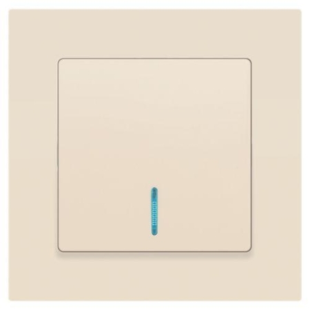 Выключатель 1-кл. СП Accent 6-102-02 10А IP20 250В с подсветкой AL/CU сл. кость Intro Б0063428