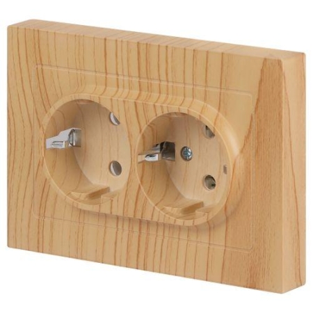 Розетка 2-м СП Accent 6-205-11 16А IP20 250В 2P+E Schuko AL/CU сосна Intro Б0063504