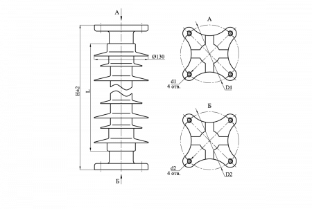 Изоляторы опорные полимерные типа ОСК 10-35 на напряжение 35 кВ