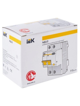 Выключатель автоматический дифференциального тока 2п C 63А 30мА тип AC 4.5кА АД-12 KARAT IEK MAD10-2-063-C-030