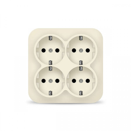 Розетка 4-м ОП 16А IP20 с заземл. сл. кость квадрат IONICH 1454