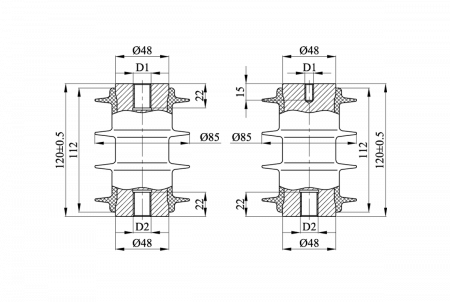 Изоляторы опорные полимерные типа ОСК 16-3-4 на напряжение 3 кВ