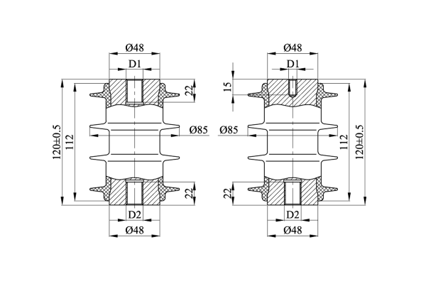 Изоляторы опорные полимерные типа ОСК 16-3-4 на напряжение 3 кВ