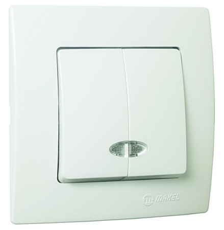 Выключатель 2-кл. Lillium с подсветкой Makel 32001023