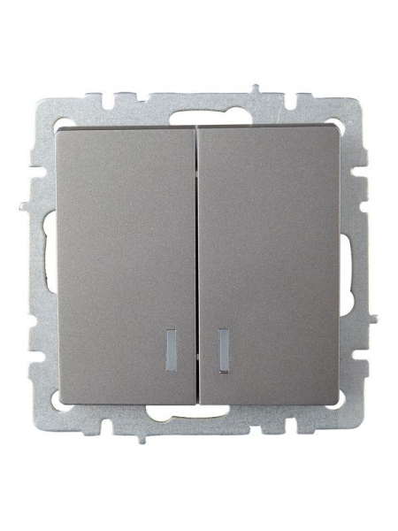 Выключатель 2-кл. СП BRITE ВС10-2-1-БрС 10А с индик. механизм сталь IEK BR-V20-1-10-K46