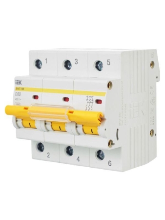 Выключатель автоматический модульный 3п D 80А 10кА ВА47-100 KARAT IEK MVA40-3-080-D