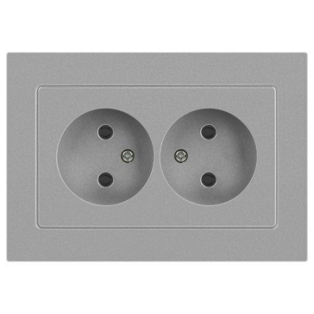 Розетка 2-м СП Accent 6-204-03 16А IP20 250В 2P AL/CU алюм. Intro Б0063453
