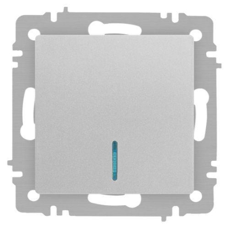 Выключатель 1-кл. СП Accent 6-102-03 10А IP20 250В с подсветкой AL/CU алюм. Intro Б0063478