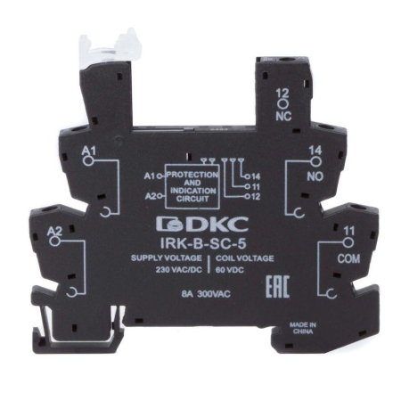 Колодка ультратонкая для реле RIS вх. напр. 230В AC/DC винт. клеммы DKC IRK-B-SC-5