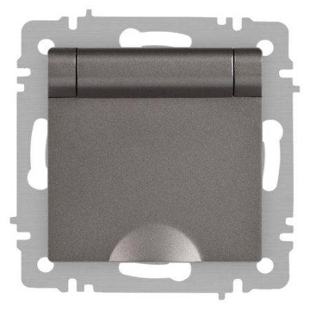 Розетка 1-м СП Accent 6-203-09 16А IP20 250В 2P+E Schuko с крышкой AL/CU титан Intro Б0063471