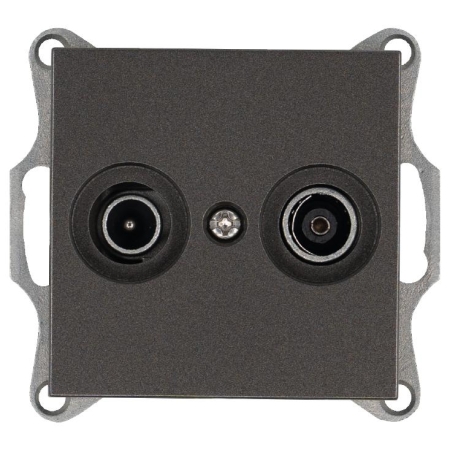 Розетка телевизионная проходная TV + FM 2-м Ф9.5мм механизм мокко Jasmart G6205Z