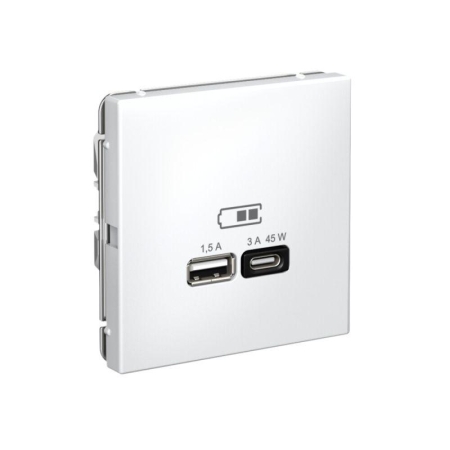 Розетка USB ArtGallery тип A+C 45Вт QC PD высокоскор. ЗУ механизм лотос SE GAL001329