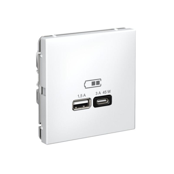 Розетка USB ArtGallery тип A+C 45Вт QC PD высокоскор. ЗУ механизм лотос SE GAL001329