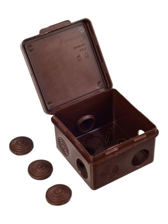 Коробка распаячная ОП КМ 80х80х50 IP54 откид. крышка 7 вводов дуб IEK UKO31-080-080-050-K24-54