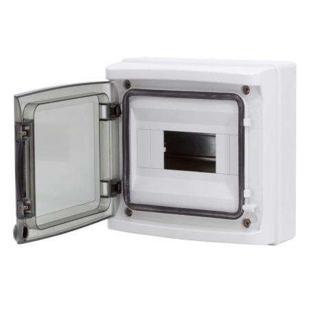 Щиток настенный 8мод. IP65 с дверцей с клеммн. блоком 63А сер. DKC RB08W6TGD